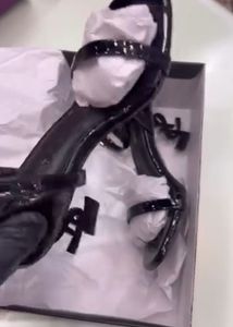 Ysl Glossy Black Strappy Heels