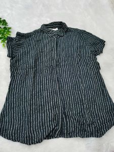 Striped Short Sleeve Button-Up Shirt