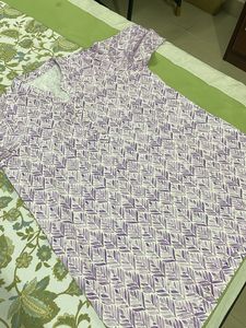 Purple Leaf Print Kurta