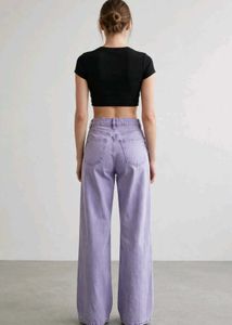 Stylish Lavender Wide-Leg Jeans