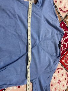 Blue Wrap Style Top with Tie Detail