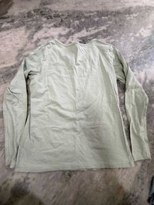 Light Green Striped Long Sleeve Top