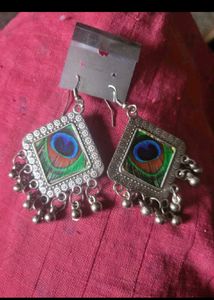 Unique Peacock Feather Earrings