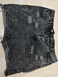 Distressed Acid Wash Denim Shorts
