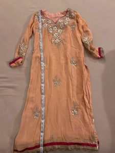 Peach &amp; Hot Pink Gotapatti Sharara suit