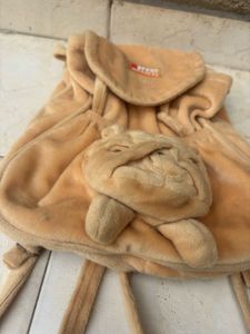 Cute Tan Velvet Dog Mini Backpack