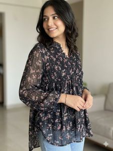Sheer Floral Print top