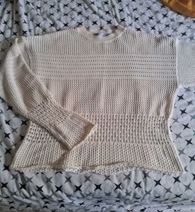 Cream Knit top cardigan crochet