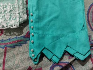 sky blue kurta, pant with net duptta