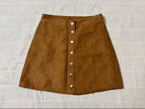 H&amp;M Button-Front Suede Mini Skirt