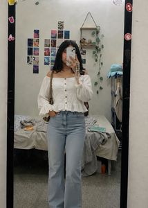 Off-Shoulder White Peplum Top