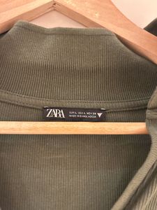 Olive Green Long Sleeve Crop Top