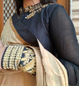 Elegant Two-Tone Anarkali Kurta zardozi worked hea