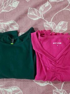 Combo of 2 Trendy Ribbed & Solid Tops