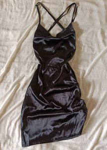 Sexy Cowl Neck Satin Dress