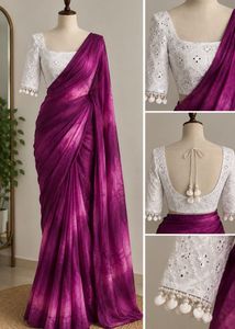 Vibrant Pink Tie-Dye Saree with mirror blouse
