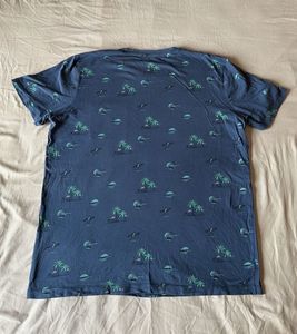 Men's Blue Tropical Print T-Shirt