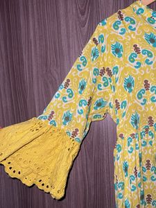 Vibrant Yellow Kurta with Bell Sleeves