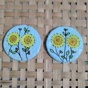 Hand-painted Paper Mache Coaster Set of 2