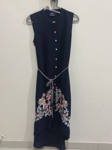 Ateesa Designer Navy Floral Embroidered Suit