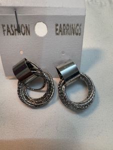 Silver Tone Multi-Ring Earrings