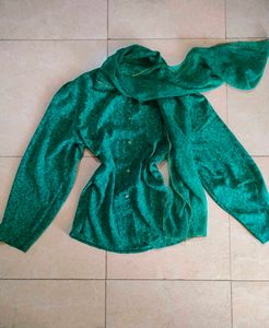 90'sEmerald Green Top with inbuild Scarf🌴🦆🍈🍾🧋