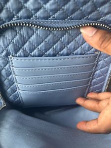 Quilted Blue Backpack