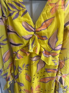 Yellow floral Ruffle dress Athena