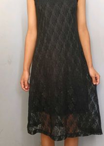 Elegant Black Lace Midi Dress