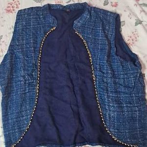 Stylish Blue Sleeveless Jacket Surg use with