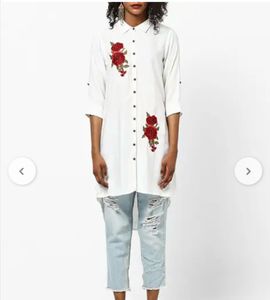 Elegant White Embroidered Kurti