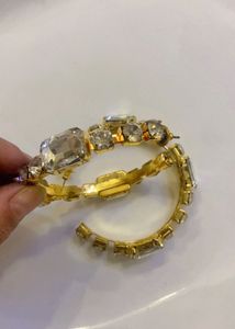 Gold Hoop Earrings with Crystals