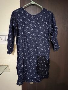 Navy Blue Printed short Kurta