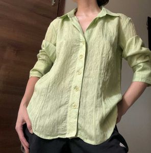 Light Green embroidered Button-Up Shirt