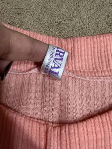 Pink Ribbed Tunic with Button Detail