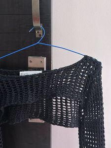 Black Crochet Bolero Top (cover up)