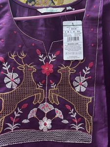 Purple Deer XL Embroidered Kurta