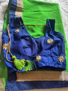 Elegant Green &amp; Blue Saree🥰