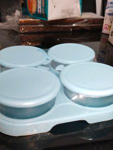 Unique 4 Bowl With Tray Set Unused New