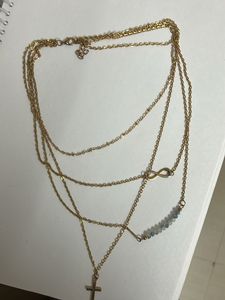 Layered Gold Necklace with Cross & Infinity
