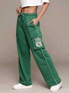 Green Cargo Style Track Pants