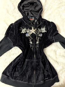 vintage DKNY velour zip up Jacket
