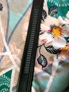Black Leather Belt with Buckle