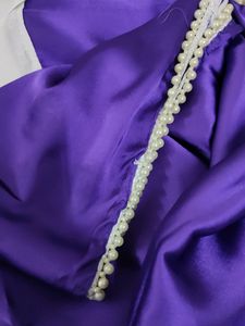 Satin Blue And White Saree With Blouse Piece
