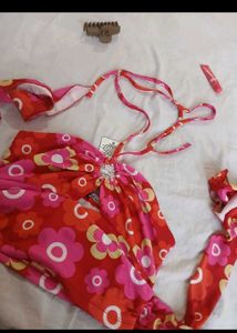 Floral Halter Neck Crop Top
