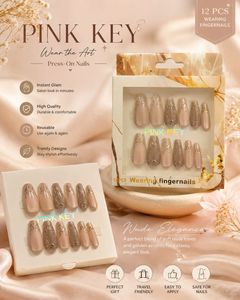 Pink Key Press-On Nails - Nude Elegance