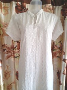 Chikankari White Long Kurti