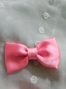 Set of 6 Pink Satin Handmade Bows with Pearls