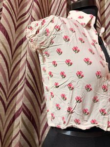 Floral Print Cropped Shirt