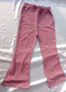 Dusty Rose Flare Pants with Gold Chain Detail